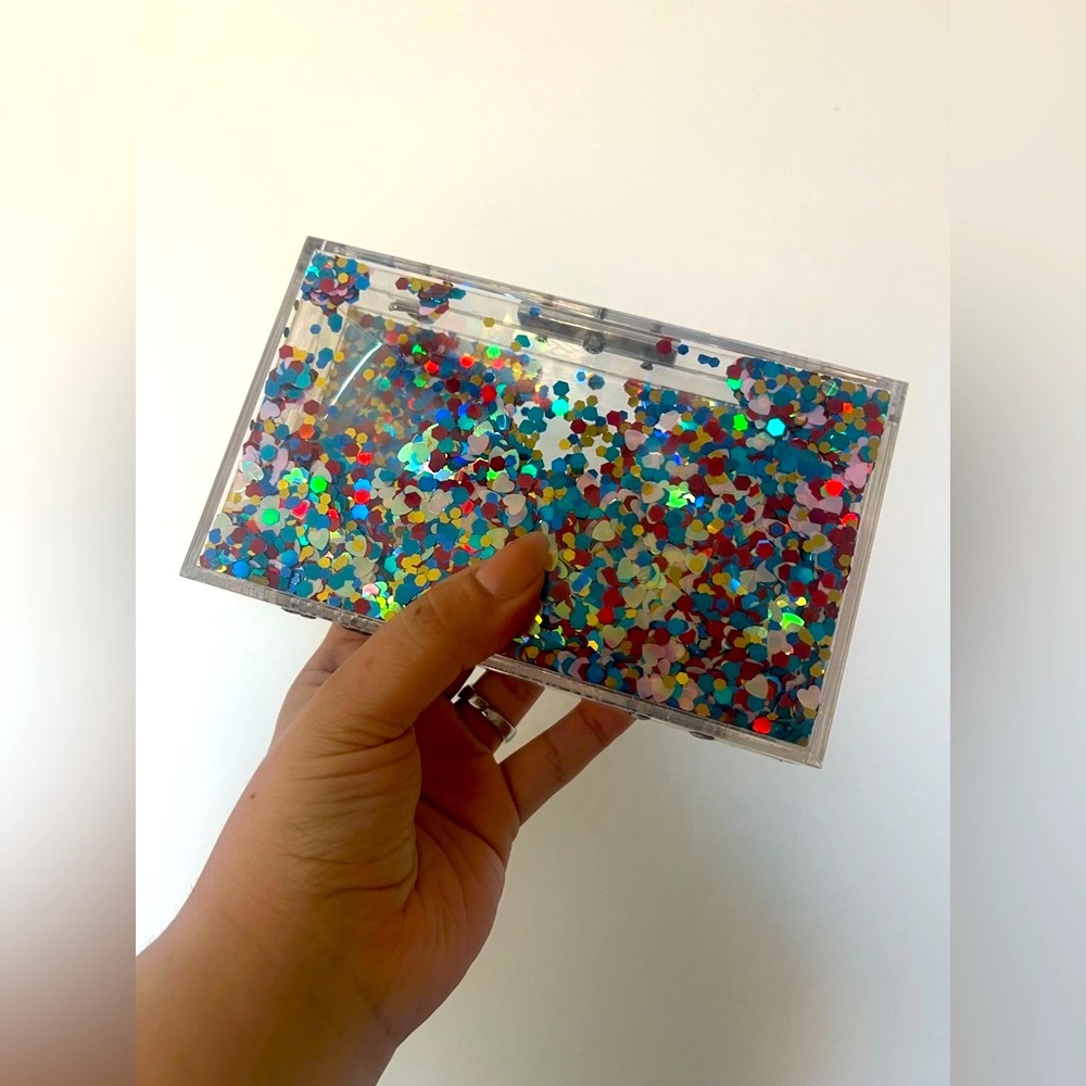 Clear Confetti Clutch